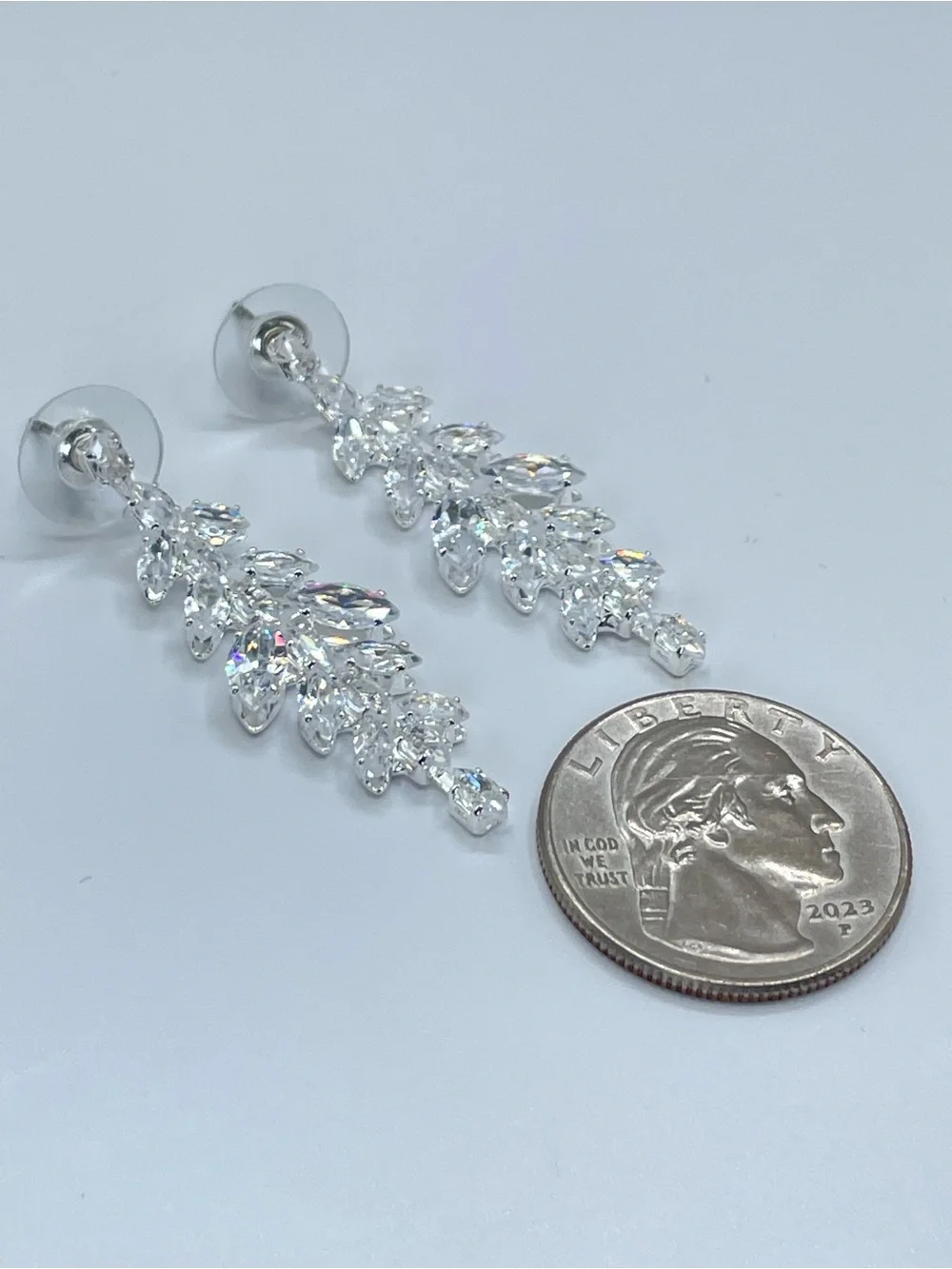 Swarovski Crystal Elements White Crystal Bridal Dangle Earrings Formal Statement